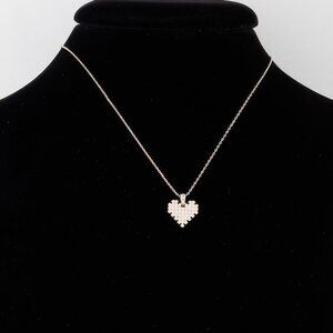 Block Pearl Heart Necklace